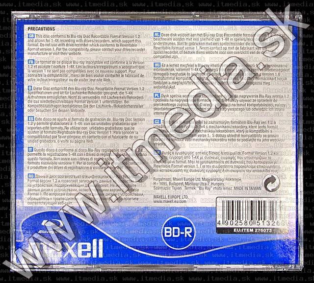 Image of Maxell BluRay BD-R 4x (1 layer) normaljc 25GB (IT4400)