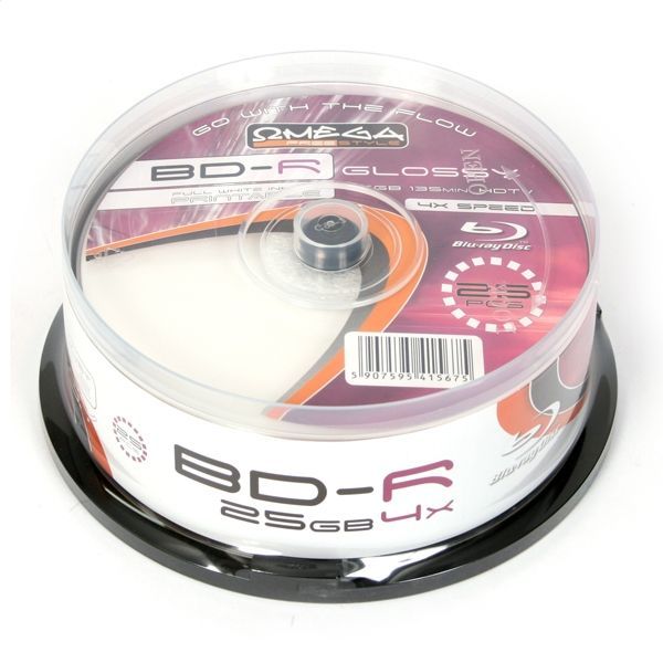 Image of Omega Freestyle BD-R 6x (25GB) BluRay 25Cake (Glossyprint) (IT14151)