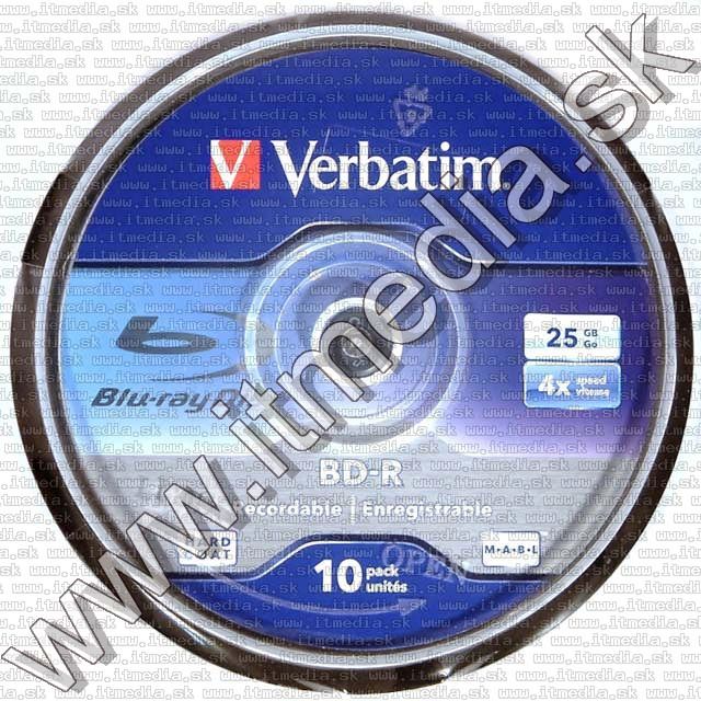 Image of Verbatim BluRay BD-R 4x (1 layer) 10cake 25GB (43689) (IT3512)