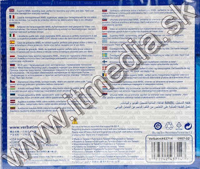 Image of Verbatim BluRay BD-R 6x (25GB) M.A.B.L. NormalJC (43715) (IT5144)