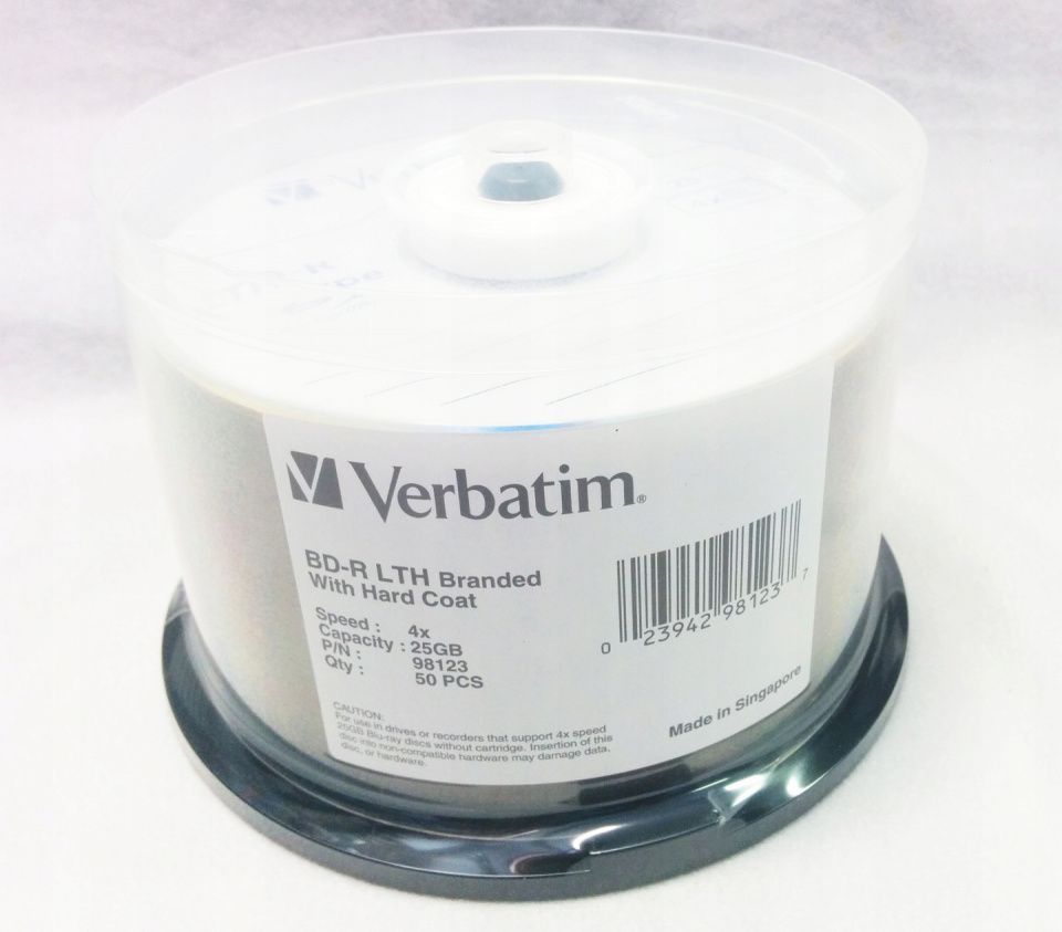 Image of Verbatim BluRay BD-R 4x (25GB) 50cake **LTH** (98123) INFO!!! (IT14401)