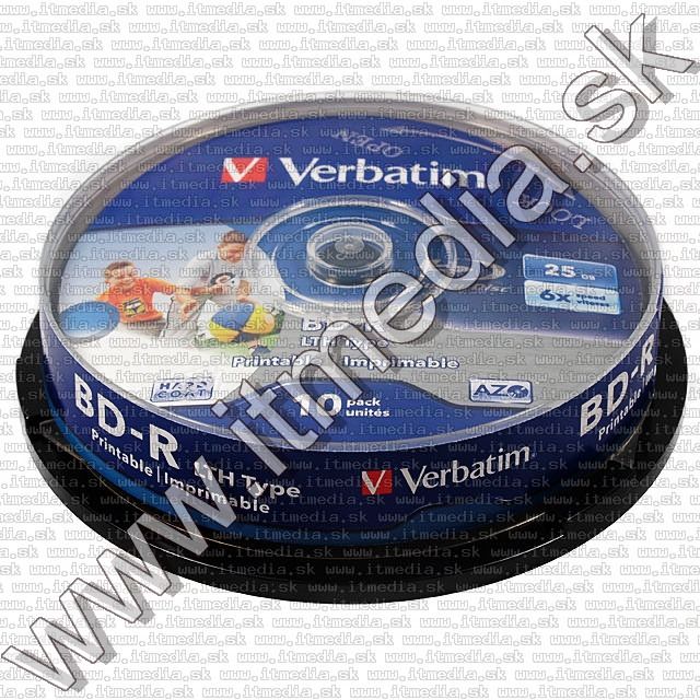 Image of Verbatim BluRay BD-R 6x (25GB) 10cake Fullprint LTH (43751) (IT7878)