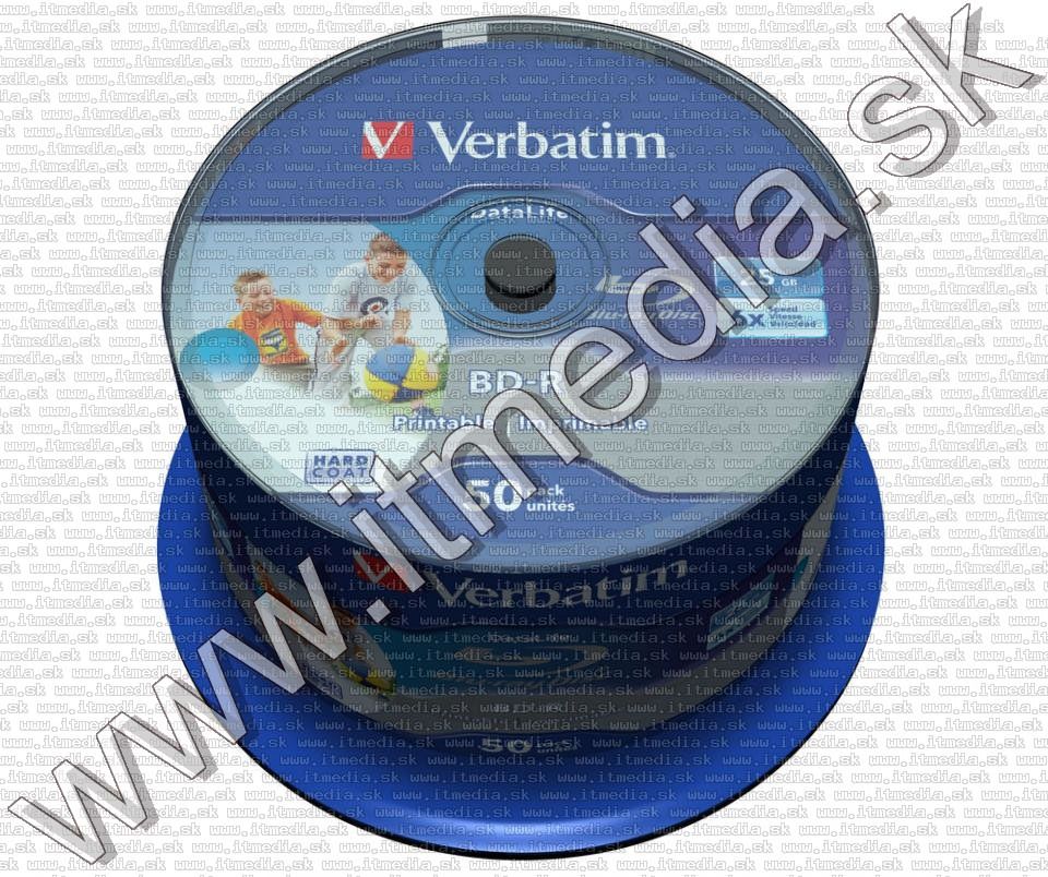 Verbatim BluRay BD-R 6x (25GB) 50cake Fullprint HTL (43812) (IT12883) Image of Verbatim BluRay BD-R 6x (25GB) 50cake Fullprint HTL (43812) (IT12883)