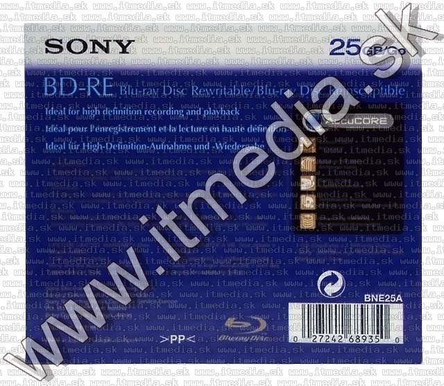 Image of SONY BluRay BD-RE 2x (1 layer) normaljc 25GB (IT4378)
