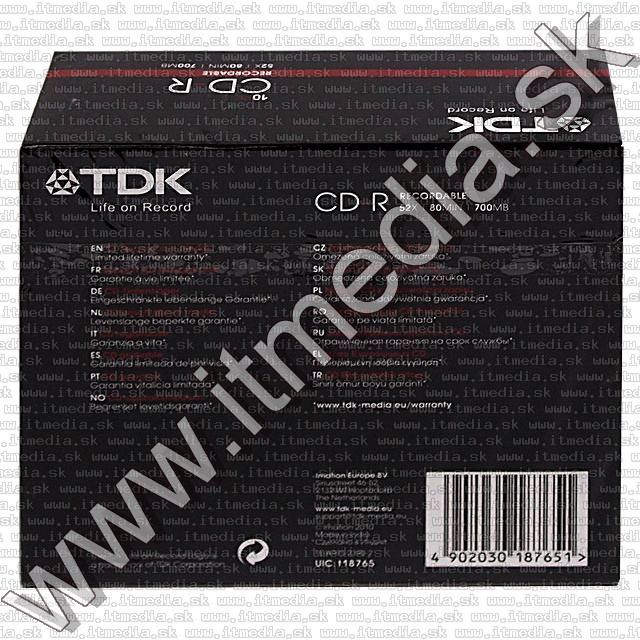 Image of TDK CD-R 52x SlimJC (IT4850)