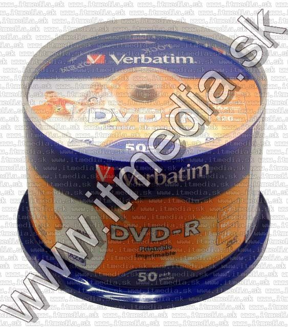 Verbatim DVD-R 16x 50cake --FULLPRINT ID-- (43649) (IT4569) Image of Verbatim DVD-R 16x 50cake --FULLPRINT ID-- (43649) (IT4569)