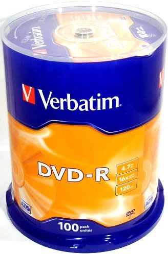 Image of Verbatim DVD-R 16x 100cake (43549) (IT6198)