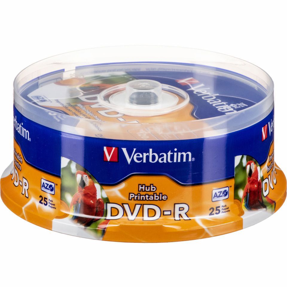Image of Verbatim DVD-R 16x 25cake **FullPrint** (96191) AZO US (IT14602)
