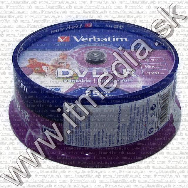 Image of Verbatim DVD+R 16x 25cake **FullPrint ID** (43539) (IT4550)