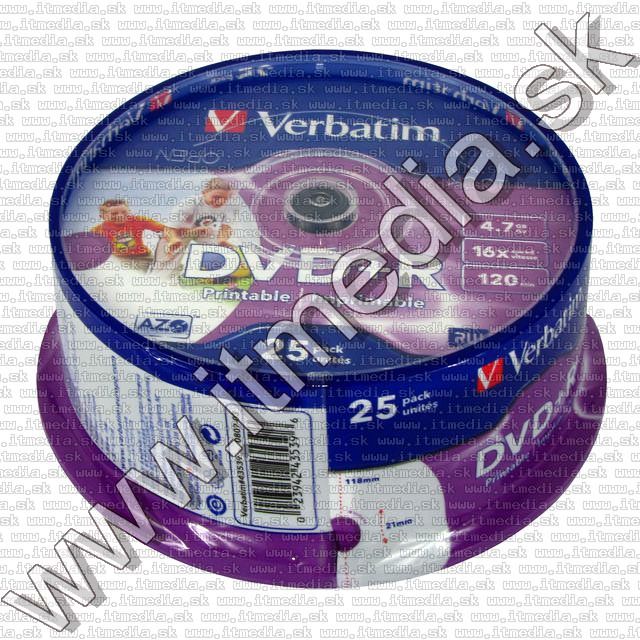 Image of Verbatim DVD+R 16x 25cake **FullPrint ID** (43539) (IT4550)