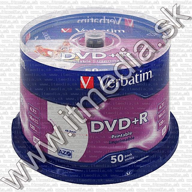 Image of Verbatim DVD+R 16x 50cake FULLPRINT ID (43651) (IT7641)