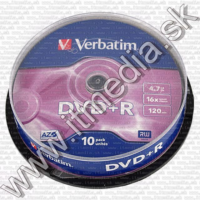 Image of Verbatim DVD+R 16x 10cake (43498) (IT6294)