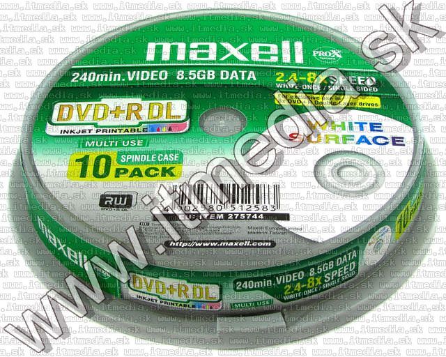 Image of MAXELL DVD+R Double Layer 8x 10cake *PRINT* (IT5408)