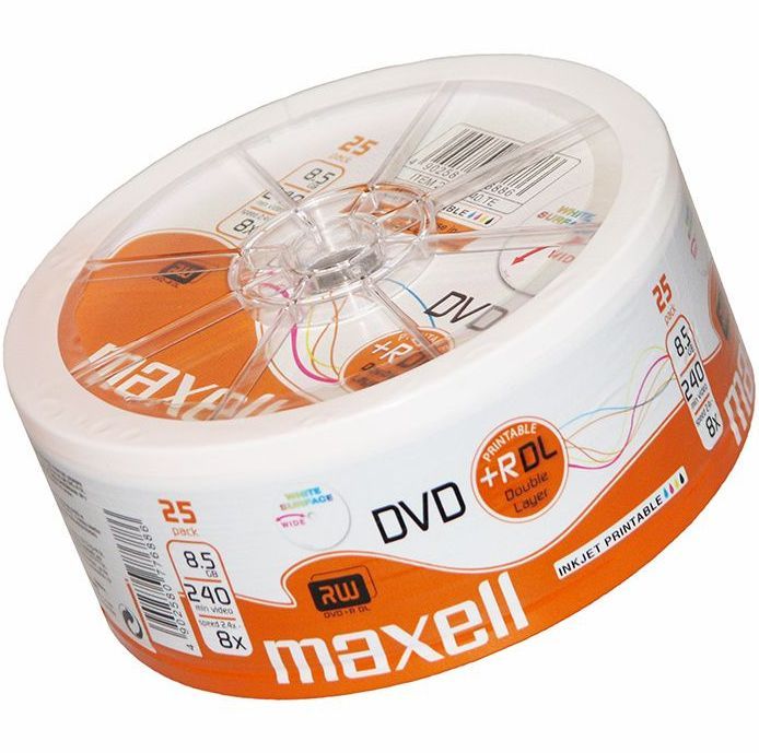 Image of MAXELL DVD+R Double Layer 8x 25cw *PRINT* (IT13627)