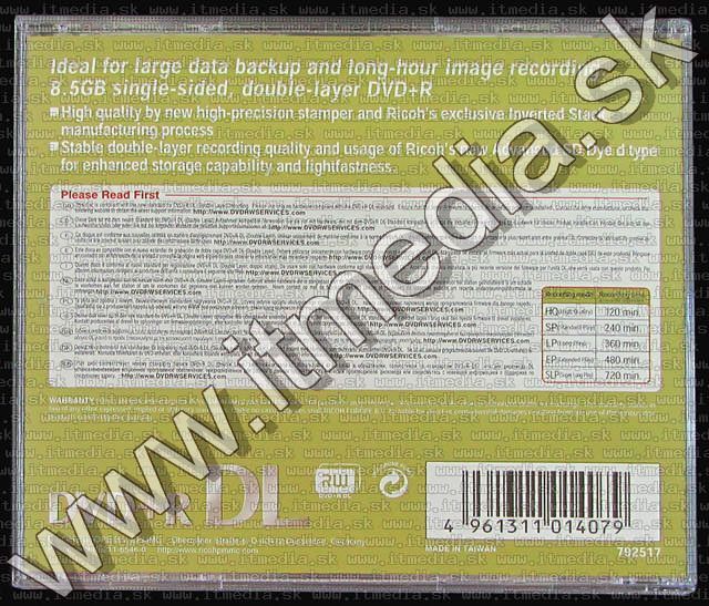 Image of Ricoh DVD+R 2.4x Double Layer 8.5GB NormalJC (IT5411)