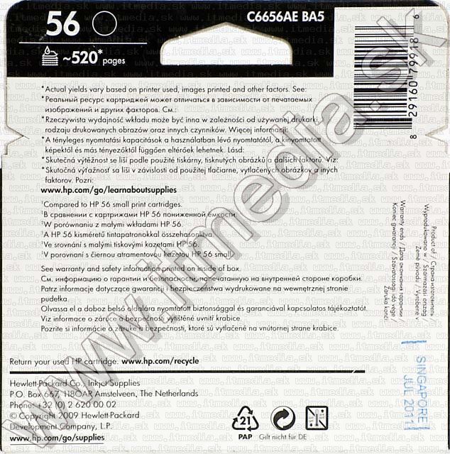 Image of Hp ink (HP) 56 Black C6656A *ORIGINAL* INFO! (IT6503)
