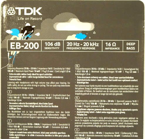 Image of TDK Earphone EB200 (IT3742)