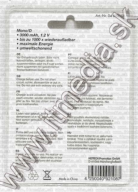 Image of HeiEnergy akku R20 ****2x**** 3000 mAh Mono (D) (IT2177)