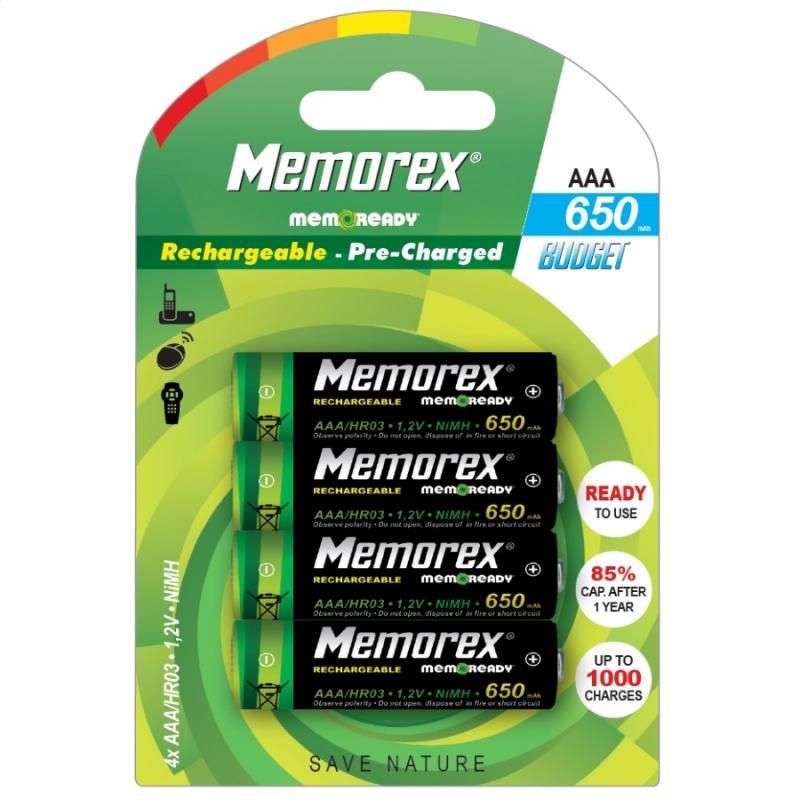 Image of Memorex Budget Akku HR03 4x650 mAh AAA *BLISTER* (IT14729)