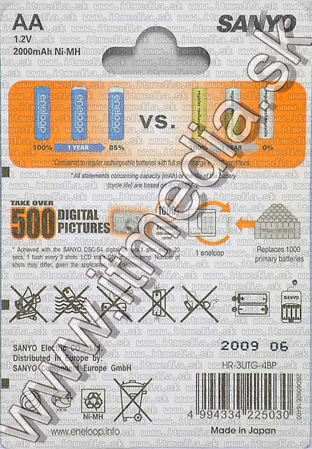 Image of SANYO Eneloop akku HR06 4x2000 mAh AA *Ready2Use* (IT3301)