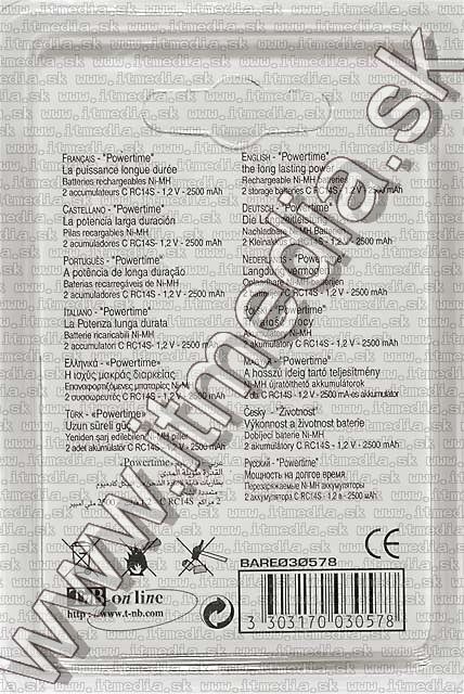 Image of TnB akku 2x2500 mAh **R14** (Baby) (IT6561)