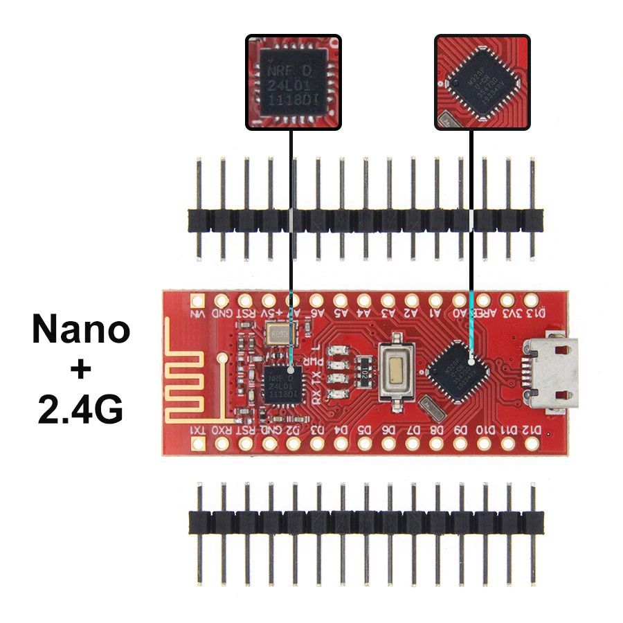 Image of Arduino RF Nano Board (Compatible) MEGA328 CH340 NRF24L01 2.4GHz v3 Info! (IT14567)