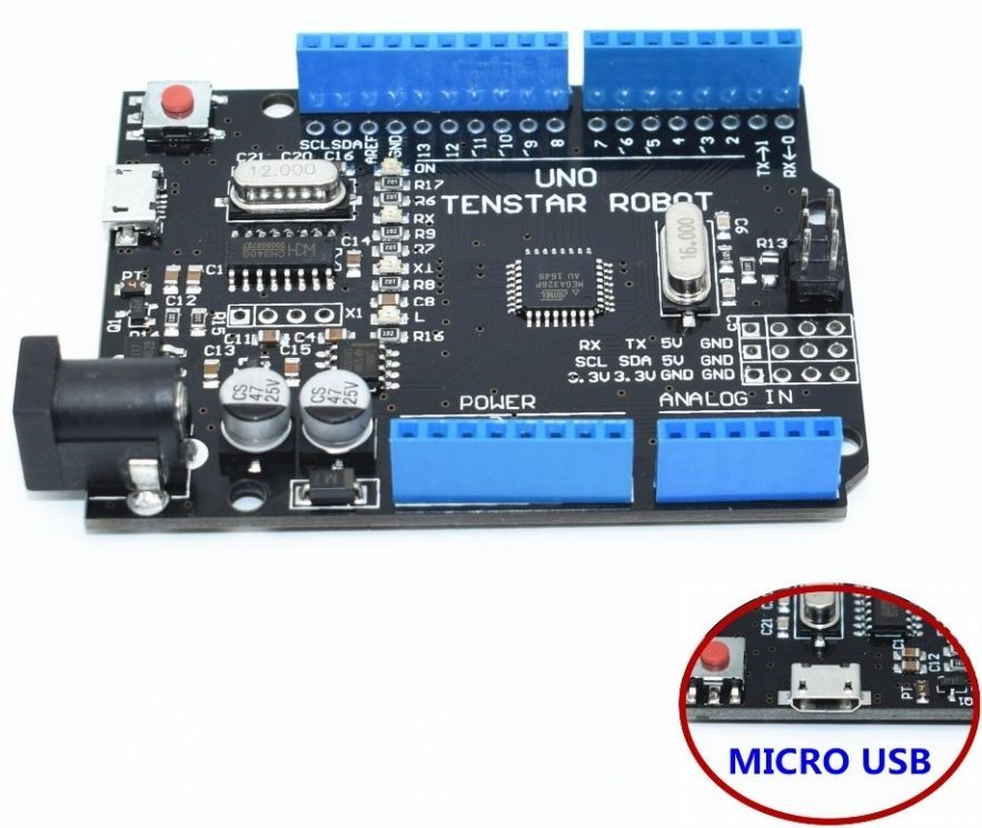 Image of Arduino Uno R3 MEGA328P Board (Compatible) CH340G *microUSB* (IT13270)