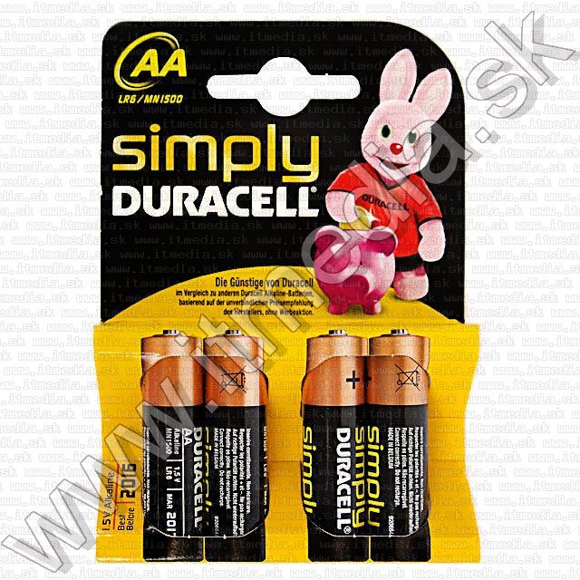 Image of Duracell Simple Alkaline Battery 4xAA LR06 (IT9459)