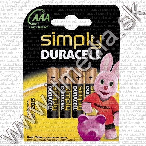 Duracell Simple Alkaline Battery 4xAAA LR03 (IT13112) Image of Duracell Simple Alkaline Battery 4xAAA LR03 (IT13112)
