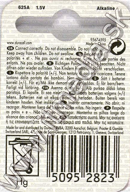 Image of Duracell Alkaline Button Battery 625A (IT2328)