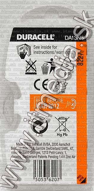 Image of Duracell battery PACK (6-set) No. 13 (DA13N6) (IT1440)