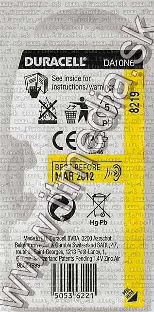 Image of Duracell battery PACK (6-set) No. 10 (DA10N6) (IT4892)