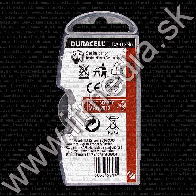 Image of Duracell battery PACK (6-set) No. 312 (DA312N6) (IT4893)