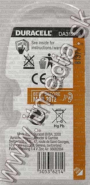 Image of Duracell battery PACK (6-set) No. 312 (DA312N6) (IT4893)