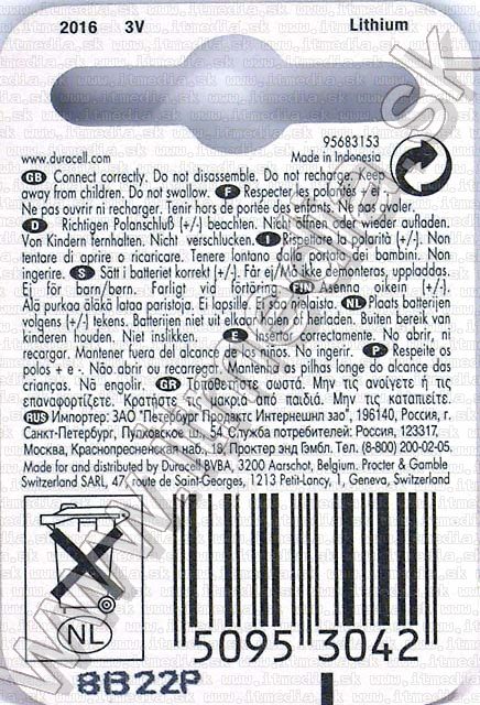 Image of Duracell Button Battery CR2016 *Lithium* (IT3497)