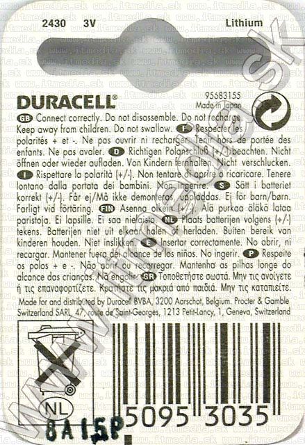 Image of Duracell,CR2430 tipusu hosszu elettartamu Lithium gombelem (IT1670)