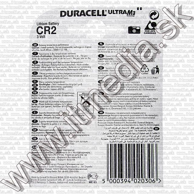 Image of Duracel CR2 Ultra M3 tipusu foto-elem (IT1799)