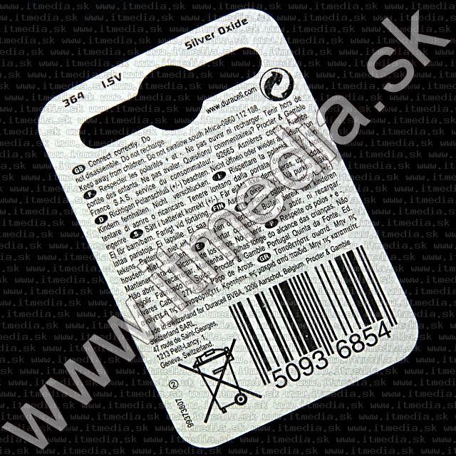 Image of Duracell SR621SW 1.5V Silver Oxide gombelem (IT9680)