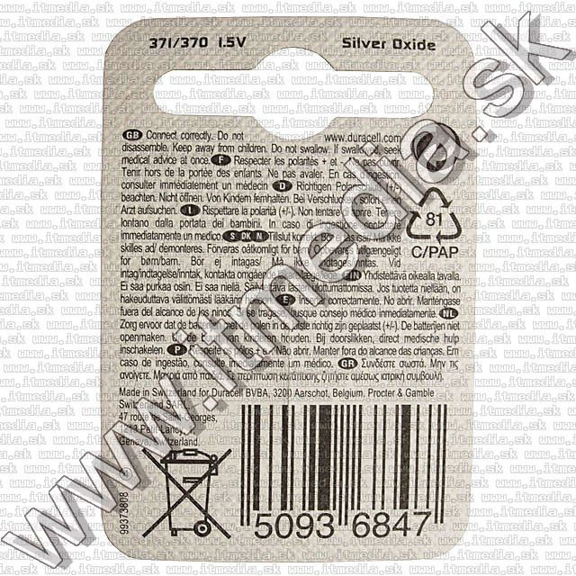 Image of Duracell SR920SW 1.5V Silver Oxide gombelem (IT7927)