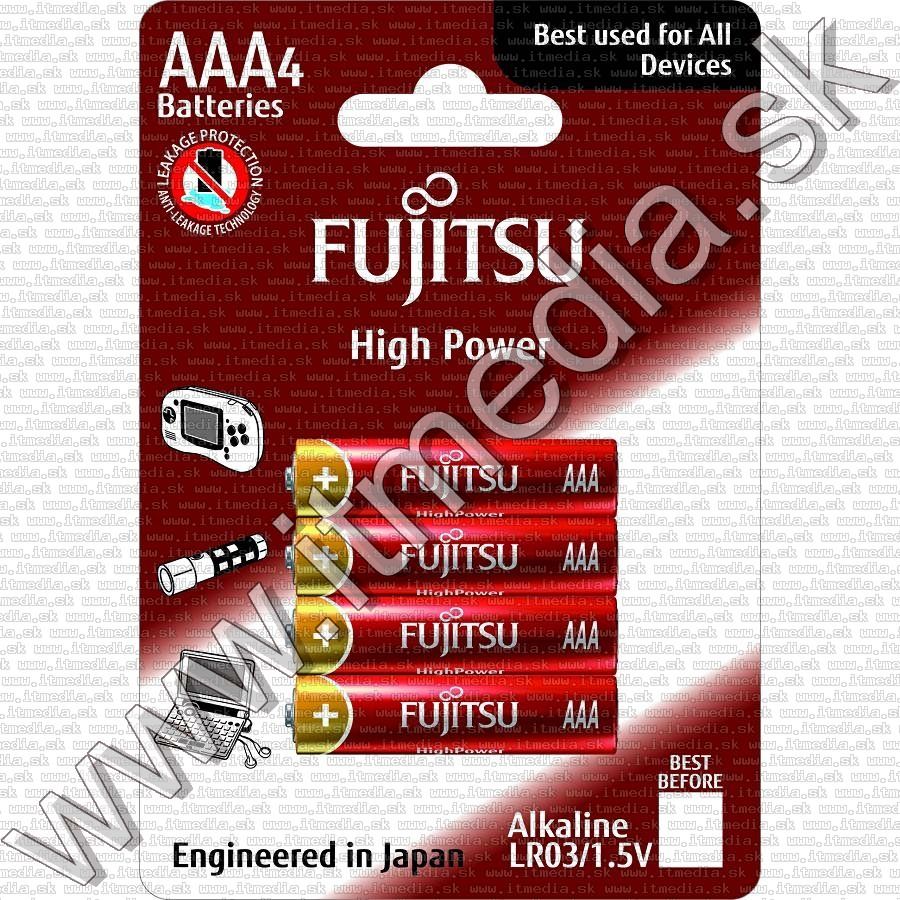 Image of Fujitsu battery ALKALINE 4xAAA LR03 HIGH POWER *Blister* (IT11847)