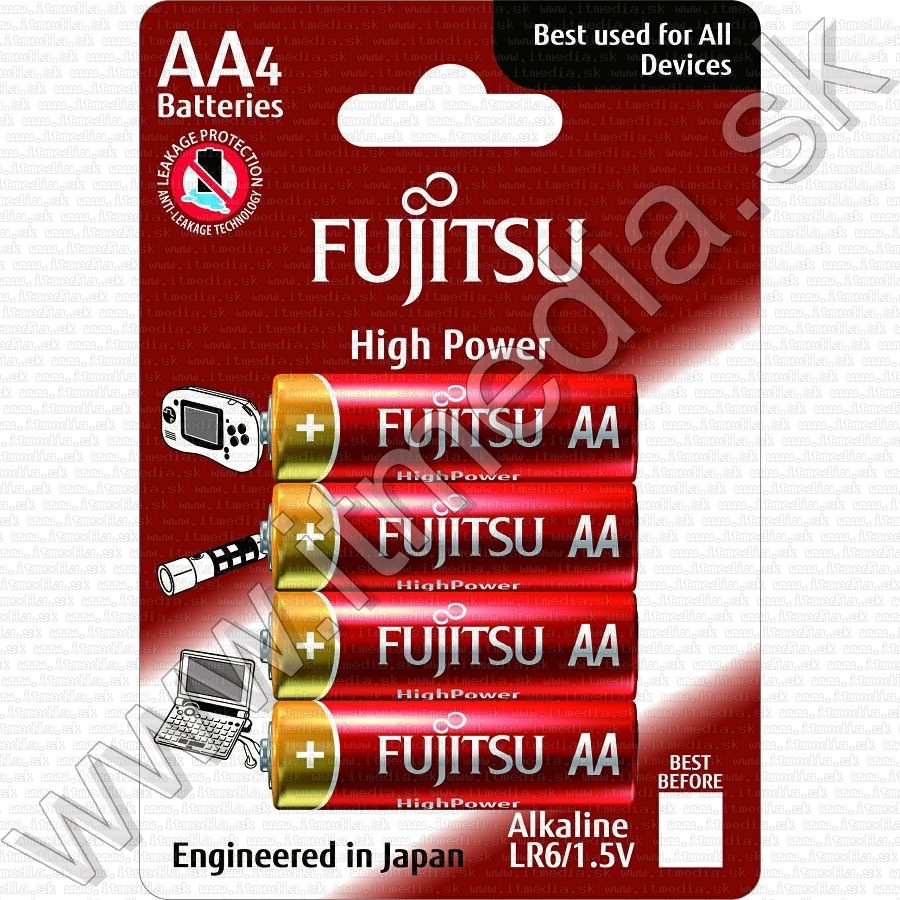 Image of Fujitsu battery ALKALINE 4xAA LR06 HIGH POWER *Blister* (IT11846)
