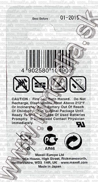 Image of Maxell CR1216 gombelem (IT6803)