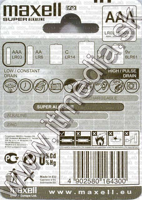 Image of Maxell Super LR03 4x *AAA* alkáli elem *Bliszter* (IT4632)