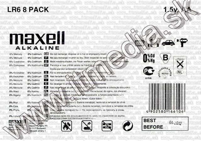 Image of Maxell battery ALKALINE 8xAA LR06 (IT5553)