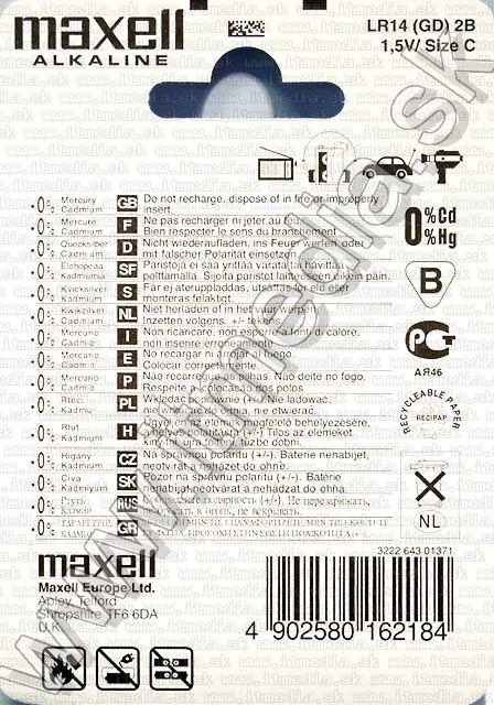 Image of Maxell C LR14 alkali elem (IT4416)