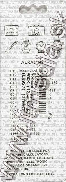Image of Noname battery PACK (10-set) AG7 (LR927) (IT0576)
