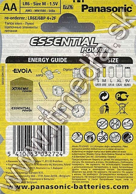 Image of Panasonic battery ALKALINE 6xAA (4+2) LR06 (IT4422)