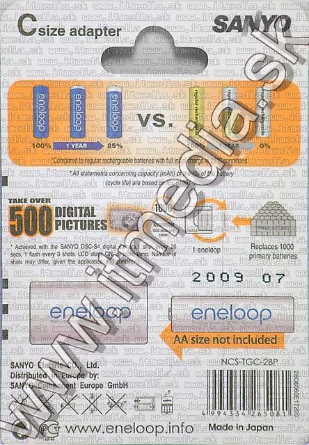 Image of Eneloop Battery Adapter AA to C 2-pack (IT4987)