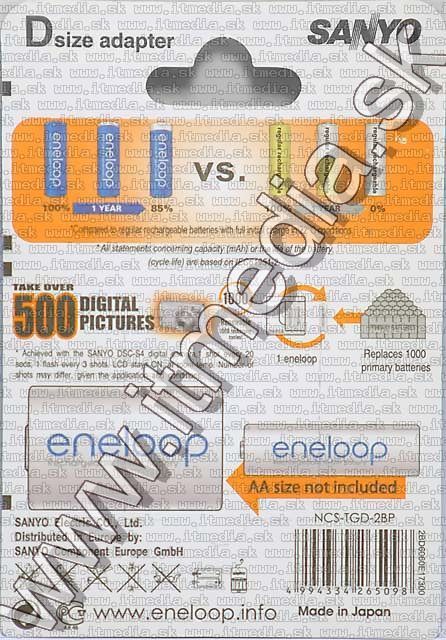 Image of Eneloop Battery Adapter AA to D 2-pack (IT4988)