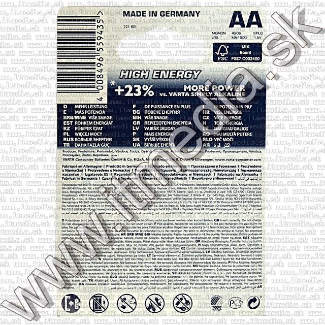 Image of VARTA battery alkaline 4xAA (LR06) (4906) (IT6591)